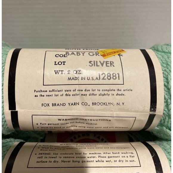 Fox Brand Yarns Baby Green Metallic Threads 2 Oz Lot of 8 Skeins Dupont USA Made - Picture 5 of 7